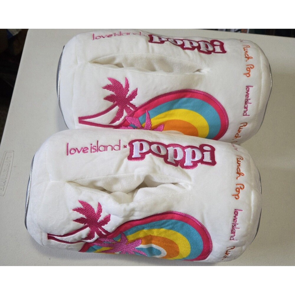 Love Island x Poppi Soda Can Plush Slippers Punch Pop Pull Me For A Chat Mens...